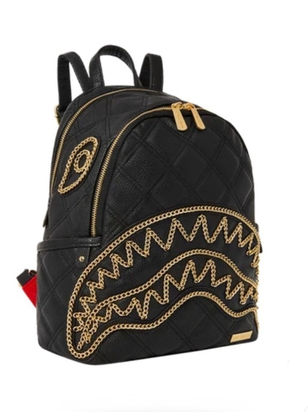 Sprayground Noir Quilted Gold Chain Shark Savage Backpack M Limited Edition NWoT